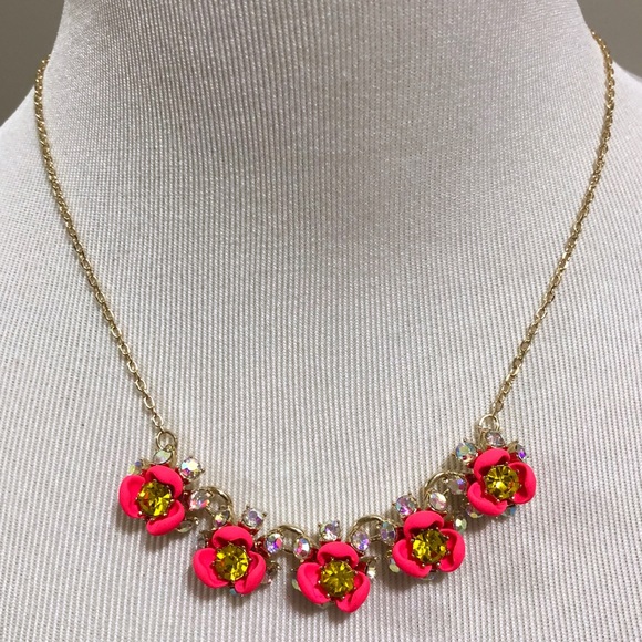 Betsey Johnson Crystal Flower Statement Necklace - Picture 2 of 5
